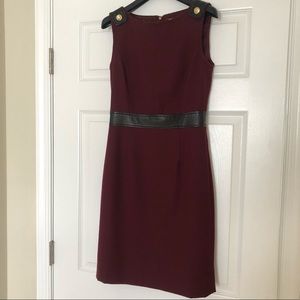 Tory Burch wine colored dress w/ brown leather